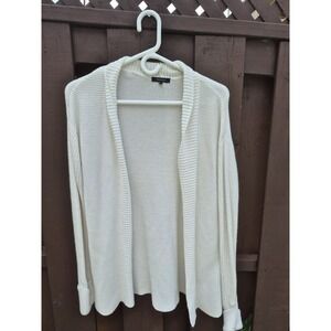 RW&Co Women's Size Small White Light Grey Open Sparkle Cardigan Long Sleeves EUC